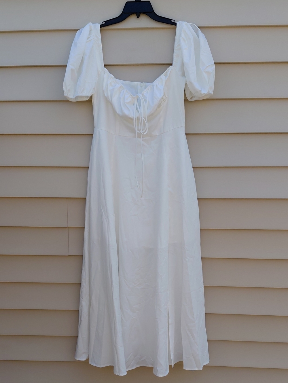 KUTUMAI  Women's White Off Shoulder  A Line Flowy  Swing Split Dress Size Large